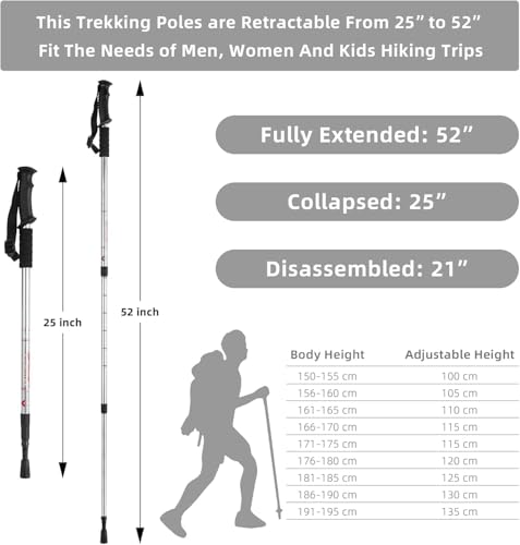 Image of Hiking Trekking Poles, Collapsible,Lightweight, Anti Shock, Hiking or Walking Sticks,Adjustable Hiking Pole for Men and Women (1pcs Silver)
