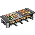 GIVENEU Raclette Grill 8 Person, 1200W, Natural Stone & Reversible Plate