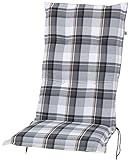 Kettler Polen KETTtex 2401 Auflage Hochlehner Milano grau-braun kariert 120x50x6 cm Polsterauflage