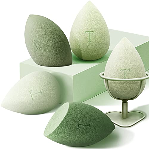 Makeup Sponge Set , Foundation Round Makeup Blender Sponges , Mini Egg Beauty Blenders, Flawless for Cream, Powder Makeup Sponges (Green)