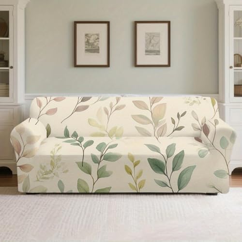 Funda Sofa 3 Plazas Verde Amarillo General Funda De Sofá Elástica En Spandex,Anti Gatos Arañazo Y Perros Mascotas,Antideslizante Protector Sofa,Adecuado para Sala De Estar