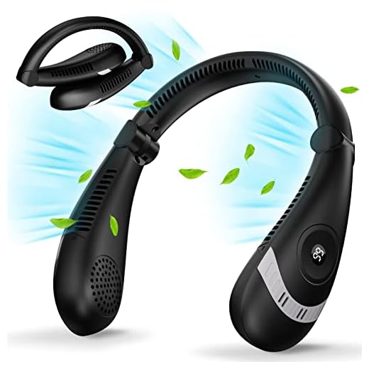 dolond Neck Fan, Portable Foldable Bladeless Neck Fans, Intelligent LED Digital Display, 3 Speeds Adjustable, 4000 mAh Rechargeable Battery, Neck Fan air Conditioner for Travel Essentials
