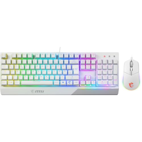 MSI Vigor GK30 Combo White DE GK30 Gaming Tastatur und GM11 Gaming Maus (kabelgebunden, Plunger Switch, QWERTZ Layout, schwarz, RGB)