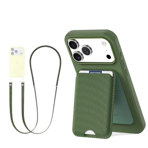 Étui portefeuille magnétique iPhone 16 Pro Max vert en similicuir haut de gamme