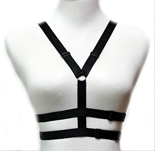 Walemy Harness Bra,Gothic Style Sexy Elastic Contracted Leakage Shoulder Cage Bra Strappy-201