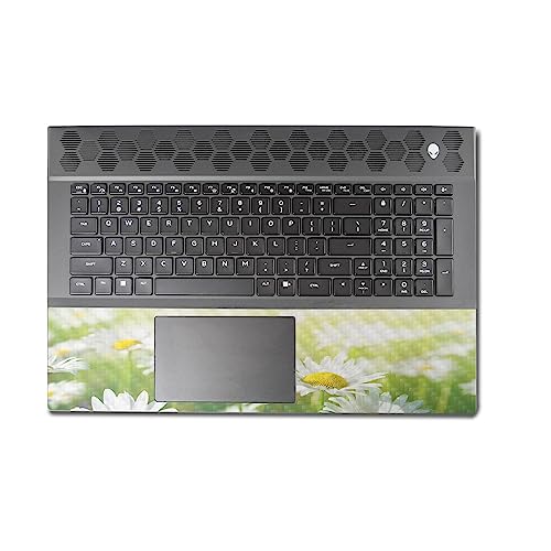 Image of MightySkins Carbon Fiber Skin Compatible with Alienware M18 R1 (2023) Full Wrap Kit - Field of Daisies | Protective, Durable Textured Carbon Fiber Finish | Easy to Apply | Made in The USA