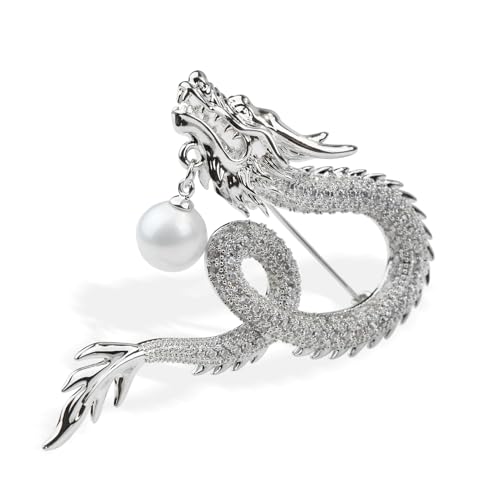 Image of Vintage Crystal Dragon Brooch Lapel Pin Decorative Safety pins for Clothing Rhinestone Animal Brooch Jewelry