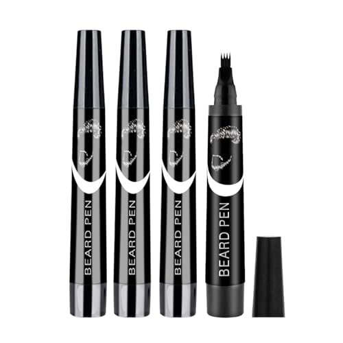 4PCS Beard Pencil Filler for Men, Beard Filling Pen To Fill,Black Beard Pen for Define & Sharpen Hair, Beard & Eyebrow Colour,Waterproof, Long Lasting, Natural (Black)