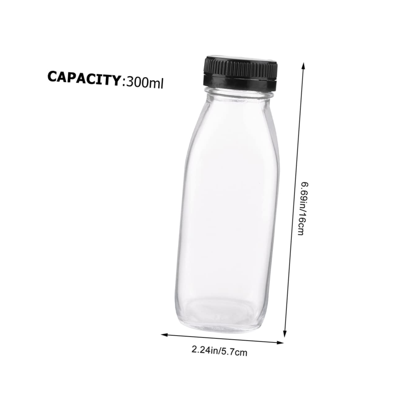 BESTonZON 6 Botellas De Jugo De Vidrio Transparente con Tapa Botellas Redondas De Muestra Cartón De Leche Botellas De Agua Transparentes Tarro De Jugo Vasos Transparentes Botellas De