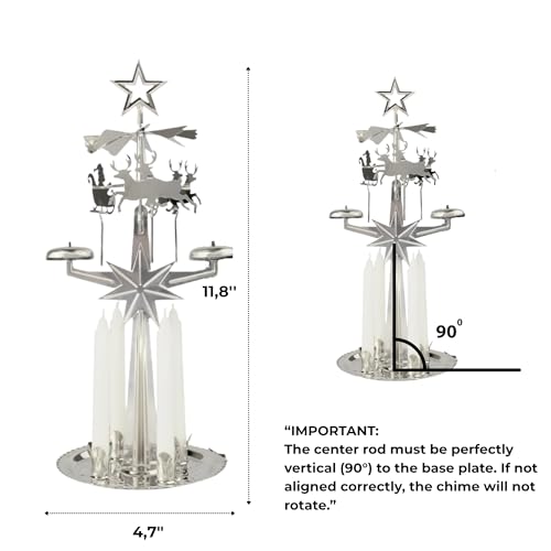 Original Swedish Christmas Chimes, Carousel and 4 Candles – Scandinavian Spinning Festive Chimes for Christmas, Best Memorial Gift Since 1948, Home Decorations - Silver by Angel Chimes - Used condition - Image 2