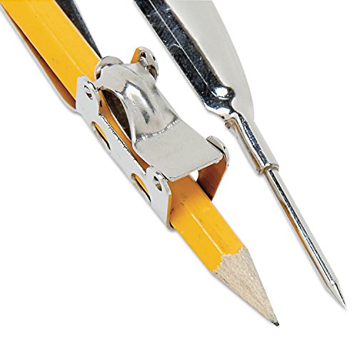 Charles Leonard Ball Bearing Compass with Golf Pencil, Up To 12 Inch Diameter, Silver, 12-Pack (77360) - Thumbnail 2