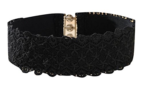 TRENDY XU Lace Wide Decorative Waist Belts Elastic Interlocking Buckles Waistband2