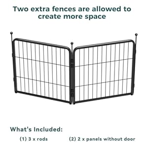 FXW Decorative Garden Fence Panels, Dog Fence for The Yard, Heavy Duty Metal, 24inch High 3.71ft Long in Total, Black