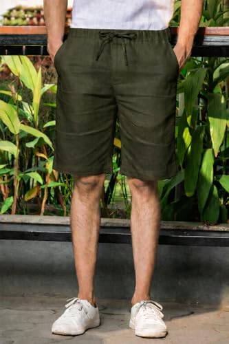 Image of Vogaan Men's Multi Color Linen Cotton Shorts | Regular Fit Casual Summer Shorts with 3 Pockets