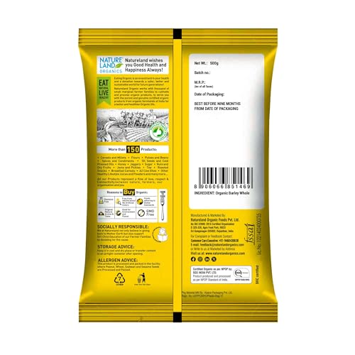Image of NATURELAND ORGANICS Natureland Organic Barley Flour /Jau Flour 500 Gm - Healthy Organic Flour (Pack of 2)