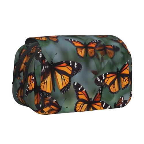 YQxwJL Monarch butterflies print Pencil Case Box Organizer,Large Capacity Portable