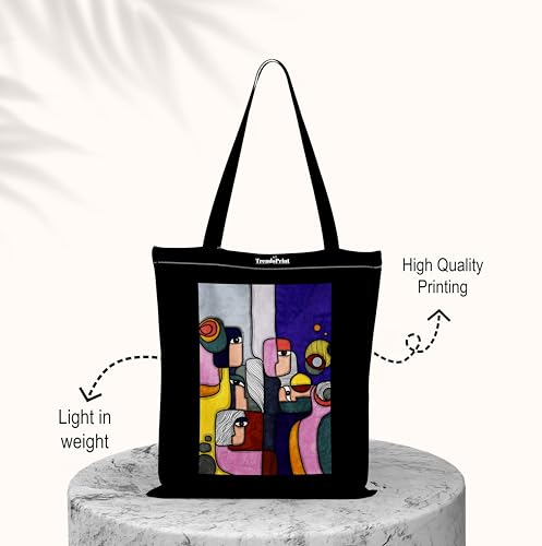 Image of TrendoPrint Canvas Tote Bags for Women with Zip, College Bag for Girls, 100% Organic Cotton Tote Bag for Shopping, Travel & Beach