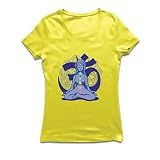 lepni.me T-Shirt Femme Yoga Méditation Asana Mandala Esprit Corps Âme (L Jaune Multicolore)