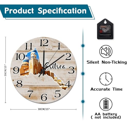 Horloge voyage Érythrée idée cadeau décoration originale 38 cm