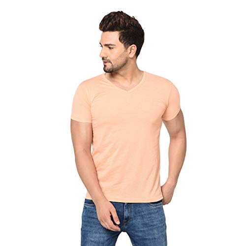 Image of Men's Cotton Blend Half Sleeve V Neck Tshirt