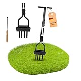 NovaTerra Rasenlüfter manuell - 4 Zinken aus Stahl + Kernsammelrahmen - Hand-Aerifizierer für Moosreduzierung & bessere Nährstoffaufnahme - 99cm
