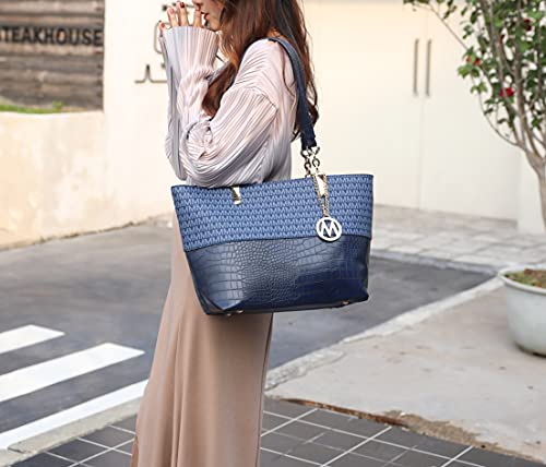 Image of MKF Shoulder Bag for Women & Wallet Purse Set: PU Leather Tote Handbag Top-Handle Stylish Satchel Pocketbook
