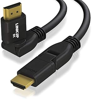 LINKUP - Ultra High-Speed HDMI 2.1 8K Cable 360° Swivel Angle Connector | DSC HDR UHD Digital Video Cord  Tough 28AWG 48GB/s | 10K 8K 5K 4K 2K 1080 | Compatible with Apple Xbox PS5 Samsung -3ft
