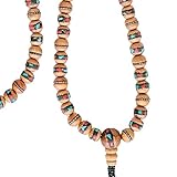 BLUE BOHO DESIGNS Mala Necklace - Beaded with 8mm 108 Tibetan Wood, Sandalwood, Turquoise, Coral, &...