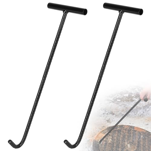 DBREAKS 2 Stk Kanaldeckelheber Gullideckel Haken Kanalhaken Schachtdeckelheber, T Schachthaken Kanaldeckelheber, Schachtdeckelhaken mit Gewinde, für Schachtabdeckung, Kanaldeckel, 80cm