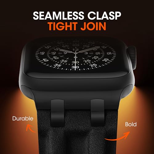 CDRCICI Vintage Leather Strap Compatible with Apple Watch Band 46mm 45mm 44mm 42mm 49mm for Men Women, Rugged Metal Connector Genuine Leather Replacement Strap for iWatch Series 11 10 9 8 7 6 5 4 3 SE Ultra 3 2 1 — view 2
