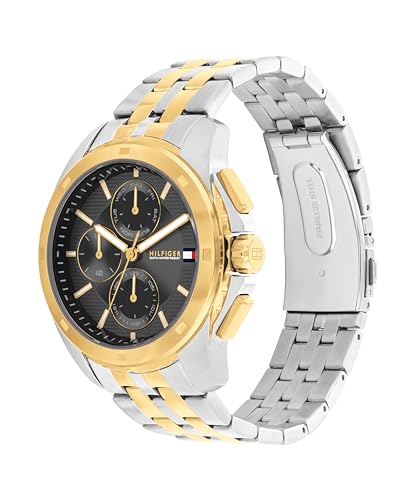 Image of Tommy Hilfiger Men's Two-Tone Stainless Steel & Goldtone Bracelet Watch, 22 mm