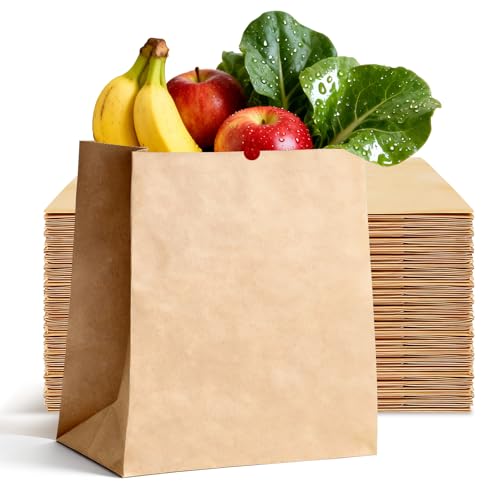 WAWINY 70 Pack Kraft Paper Gift Bags, 58Lbs 14x10.5x6.5 inch Brown Paper Bags for Retail, Parties, Wedding Favors, Gift Packaging, etc.