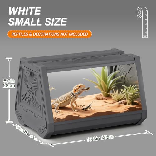 Image of Smart Lighting Reptile Terrarium with Timer & Dual-Mode LED /UVB - Adjustable Brightness All-in-One Habitat, Wide View Escape-Proof Dual Doors for Gecko, Frog, Tarantula, Snake or Insects