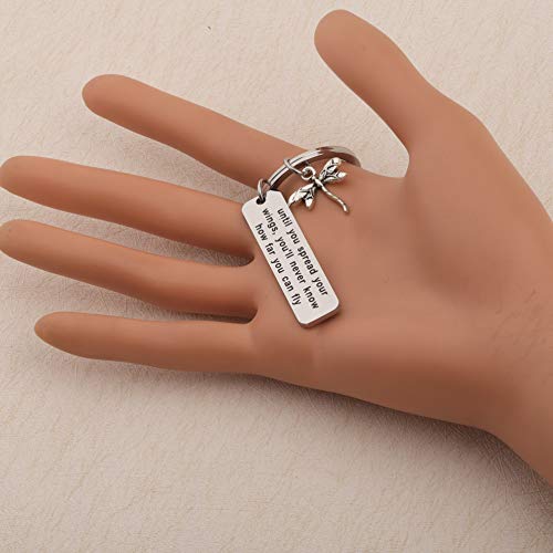 Aktap Inspirational Jewelry Until You Spread Your Wings You'll Never Know How Far You Can Fly Dragonfly Charm Bracelet Encouragement Gifts For Her (Keychain) #TOP3