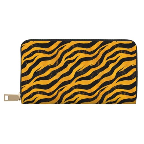 Yellow Black Zebra Print Wallet Women Men, Long PU Leather Wallets for Women, Cute Womens Travel Wallet Purse Pouch with Zipper Pocket