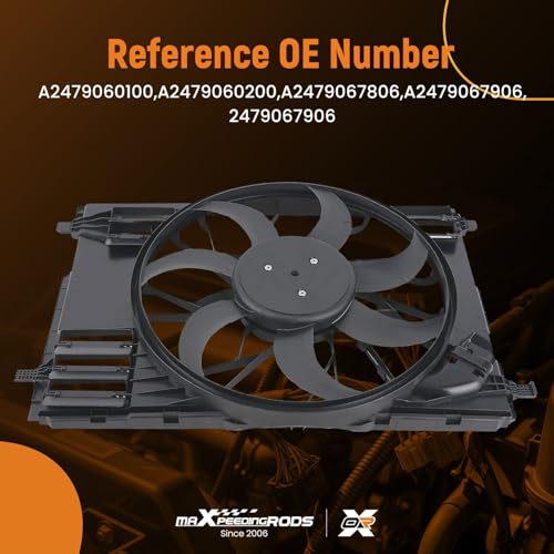 Image of maXpeedingrods Radiator Cooling Fan Assembly Fits for Mercedes-Benz CLA250 GLA250 GLB250 A220 2.0L, A2479060100 A2479060200 A2479067806
