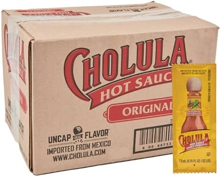 Cholula Original Hot Sauce Packets, 200 count - One 200 Count Individual Hot Sauce Packets with Mexican Peppers and Signature Spice Blend, Perfect Single-Serve Size for Delivery and Takeout