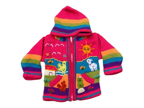 Children arpillera Sweaters, Kid Cardigan, Fall Winter Sweater for Kids, Handmade Peruvian Sweater Jacket Cardigan