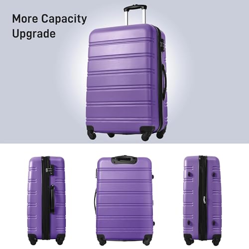 Lightweight 3-Piece Hardside Luggage Set with Spinner Wheels - Expandable Travel Suitcase Set in Purple3