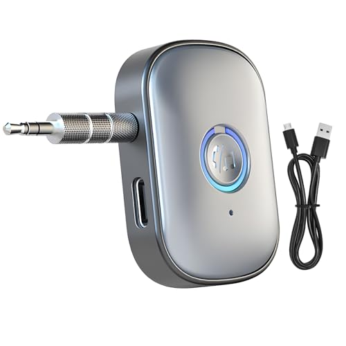 Receptor Bluetooth 5.3 Coche Aux, Auxiliar Bluetooth Coche, Jack 3.5mm Adaptador Coche, Adaptador Coche Audio, para Llamadas Manos Libres/Altavoces/Auriculares/Estéreo Domestico