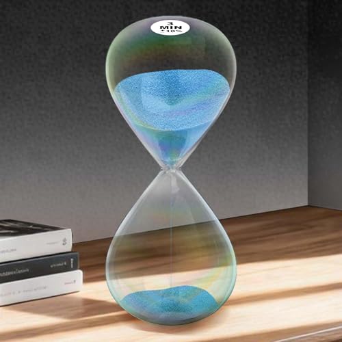 3 Minute Sand Timer,3M Sand Clock with Simple Biloba Puff Design, Reloj De Arena, Large Blue Sand Watch 3 Min Hourglass Sandglass for Home,Desk,Office Decorative (Blue)