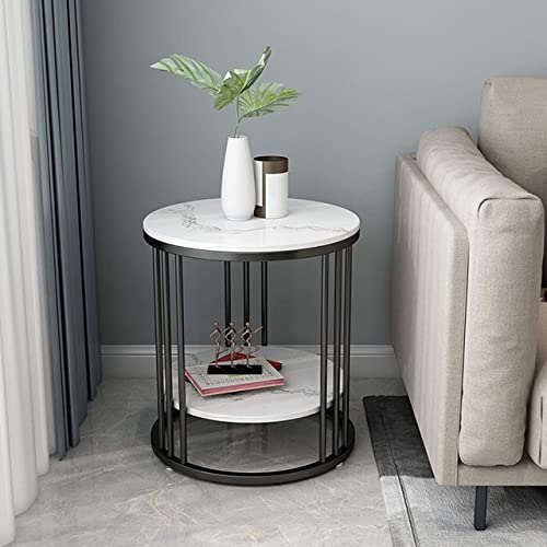 Image of Side End Table Frame Sofa Corner Table for Living Room Coffee Table Striped Top and Metal Frame Sofa Table End Table, Bedroom Simple (Black White)