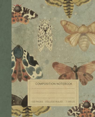 Composition Notebook: Beautiful Vintage Moths Illustration Book For Notes. For Animals and Nature Lovers