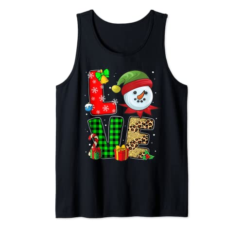 LOVE Snowman For Women Men Kid Snowman Christmas Xmas Pajama Débardeur
