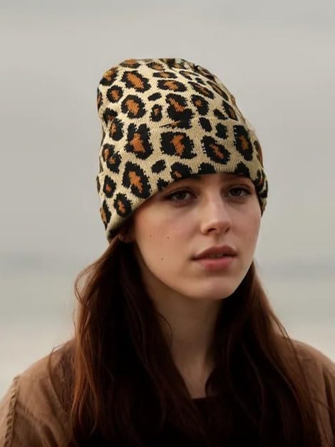 Camo Beanie Hat for Men Women Giraffe Cow Print Leopard Cheetah Print Gifts Knit Hat Funny Animal Themed Stuff Lover Gifts - Image 3