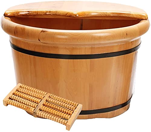 Tina de Madera para Spa de Pies con Masaje y Tapa