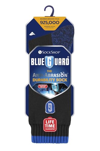 BLUE GUARD - Heavy Duty Anti Abrasion Durable Moisture Control Work Socks (7-10 US, Black)