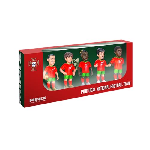 MINIX - Football Stars - Coppa del Mondo - Confezione - Portogallo - 5 personaggi - Personaggio da collezione 7 cm (Ronaldo, Joao Neves, Bernardo Silva, Vitinha, Nuno Mendes)