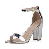  SCARPE VITA Damen Riemchensandaletten High Heels Sandaletten Basic Party Wildleder-Optik Absatzschuhe Abendschuhe 189567 Silber Silber Total 40
