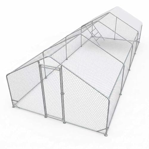 Image of CHIKENCOOP 19.6x9.8x6.5ft Metal Chicken Coop, 4-Room Chicken Run with Cover